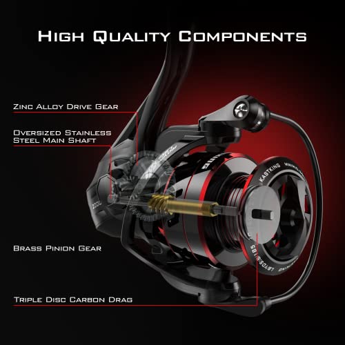 KastKing Royale Legend Fishing Reel - 5.2:1/6.2:1 Gear Ratio Spinning Reel, Up to 22 Lbs of Carbon Drag, 5+1/7+1 Stainless Steel Ball Bearings, Graphite Frame, Asymmetric Spinning Reel Rotor Design - Image 3