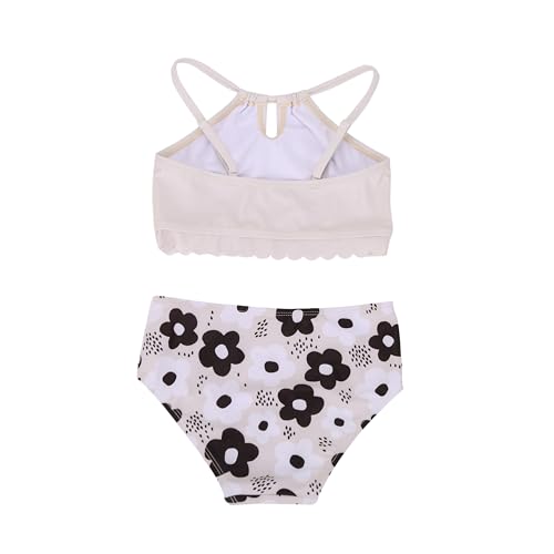 LIZENS Girls' Bandeau Bikini 2-Piece Swimsuit - Floral Halter Tankini with Adjustable Drawstring2