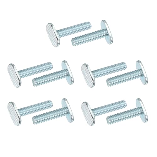 PATIKIL 1/4"-20 t Track Bolts, 10 Pack 1-1/4 Inch T-Slot Bolts Kayak Rail Bolt Accessories for Universal t Track Woodworking Jigs and Fixtures, Silver
