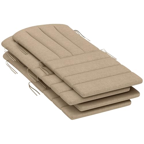 ZAVEROX 4 High-Back Adirondack Cushions Set Featuring Tie Straps for Securing, Foam Filled High-Density Material, Beige Classic Cotton