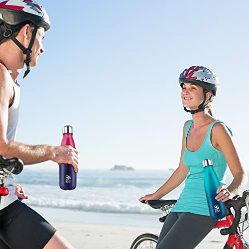 Image of BOGI Insulated Water Bottle, 17oz Stainless Steel Water Bottles, Leak Proof Sports Metal Water Bottles Keep Cold for 24 Hours and Hot for 12 Hours BPA Free kids water bottle for School (Blue DBlue)