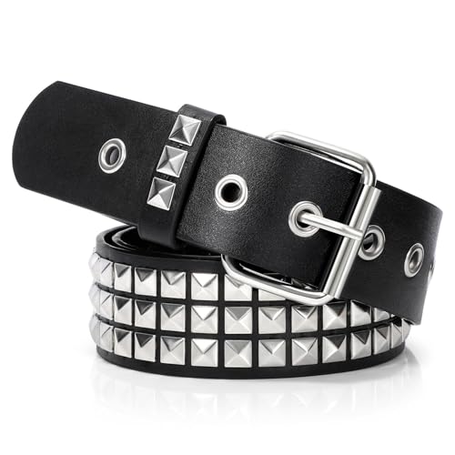 Studded Belt for Women and Men Goth Metal Punk Belt Scene Style Cool Belts for Jeans