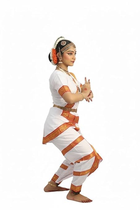 Image of Culture Creation Girls Bharat Natyam Dance Dress | Bharat Natyam Classical Dance Costume for Girls Fancy Outfit Competitions /Annual Functions /School Events