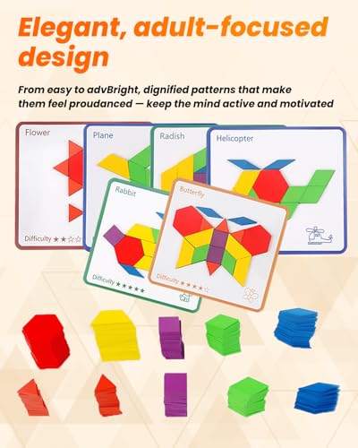 ECROUATY Dementia Activities for Seniors, Wooden Puzzle Matching Game for Elderly Adults, Memory Games for Seniors with Dementia, Alzheimers Products, Colorful Visual Cognitive Therapy Gift - Image 6
