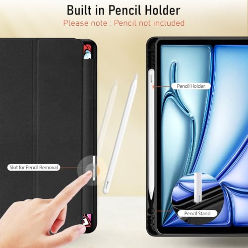 Image of Robustrion Case Cover for iPad Air 11 inch Cover M4 / M3 / M2 / iPad Air 5th Generation Cover /iPad Air 4th Generation with [Pencil Holder] for iPad Air 11 inch M4 M3 M2 /Air 4 5 10.9 inch - Hippy