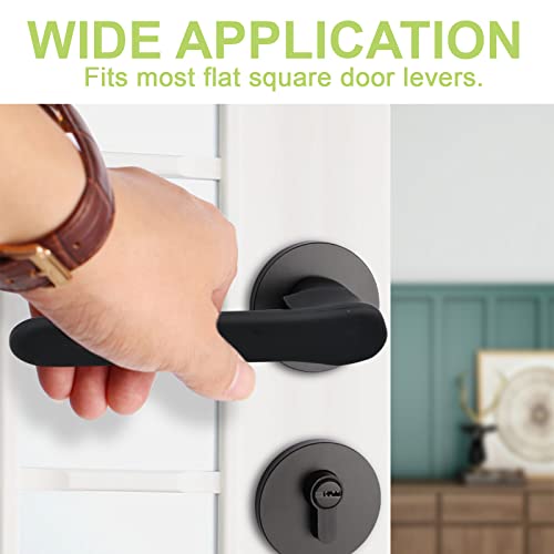 UFURMATE Türgriff-Abdeckungen, 2 Stück Mattschwarz Silikon Türgriff Handschuhabdeckungen, Türgriffabdeckung Schwarz, Antistatisch Sicherheitstürknaufschutz für Flache Quadratische Türgriffe