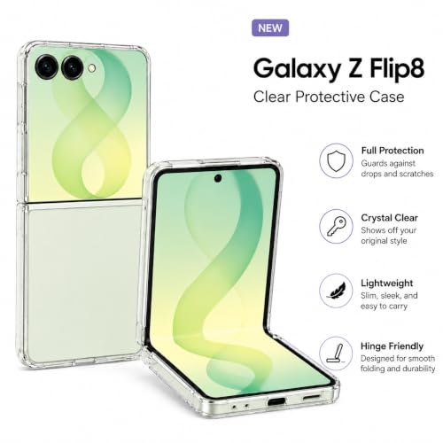 Image of amazon basics Transparent Clear Case for Samsung Galaxy Z Flip 8, Slim Shockproof Hard PC Back Protection Cover (Clear)