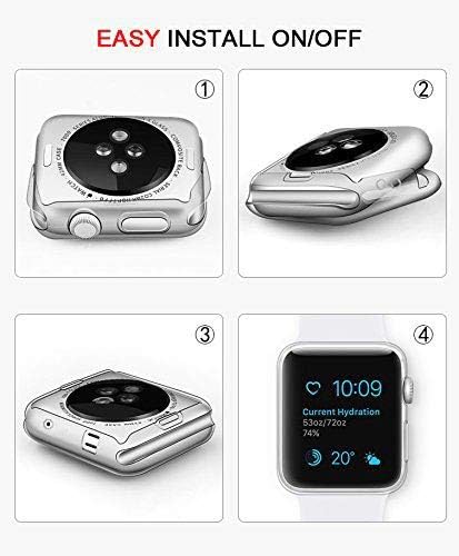 FINENIC【2 PACK】Compatible Apple Watch Series 1 42mm Screen Protector case Cover, Soft TPU Screen Protector Case for iwatch series 1 42mm (Color Combination) . (Clear/Clear)