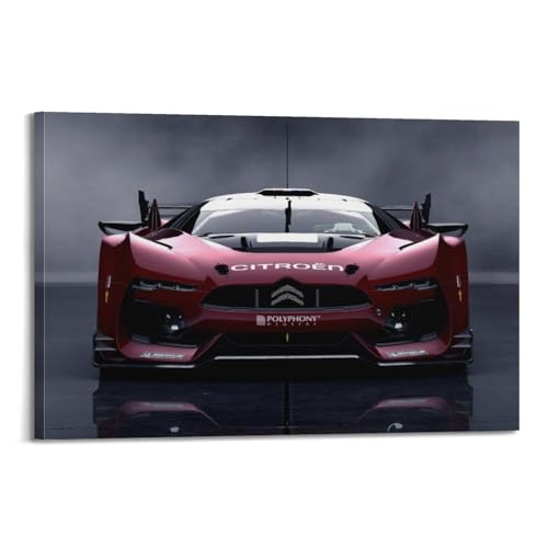 Poster GT voiture de sport sur toile 50x75 cm pour décoration de chambre moderne