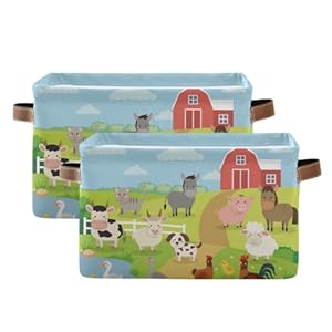 Farm Animals Cow Pig Sheep Horse Rooster Chicken Donkey Cat Dog Toy Basket,Collapsible Storage Bin Basket with Handles£¬Laundry Baskets,Shelf Basket Nursery Storage for Bedroom Playroom,Set 1 Farm Animals Cow Pig Sheep Horse Rooster Chicken Donkey Cat Dog Toy BasketCollapsible Storage Bin Basket with HandlesLaundry BasketsShelf Basket Nursery Storage for Bedroom PlayroomSet 1