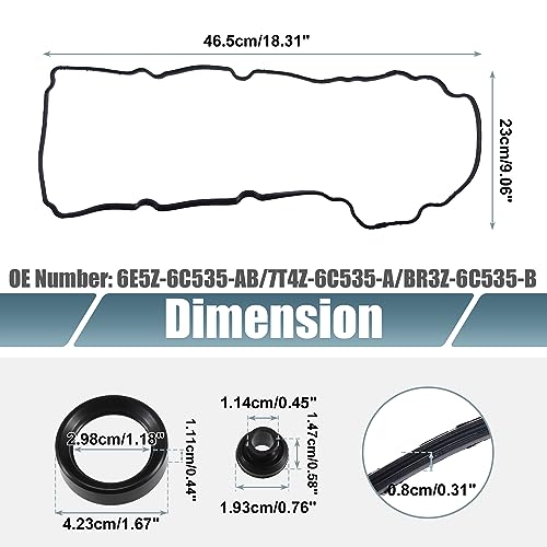 Image of uxcell 2 Set Engine Valve Cover Gaskets Seals No.6E5Z-6C535-AB /7T4Z-6C535-A /BR3Z-6C535-B for Ford Explorer 2013-2019 Black
