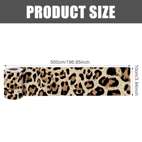 Image of Nuxovilar Leopard Print Peel Stick Wall Border PVC 3.94x16.4'