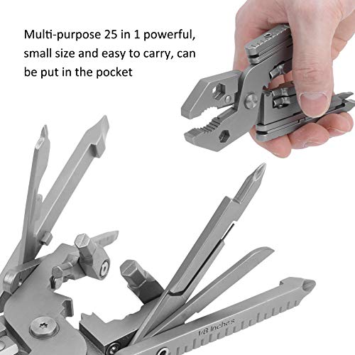 Multiferramenta 25 em 1, multi-alicate de bolso, mini portátil de aço inoxidável de 3,3 polegadas pa