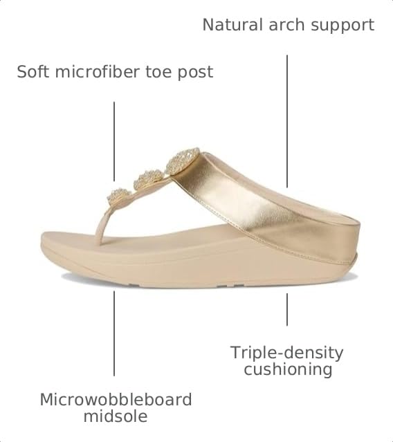 Image of FitFlop Fino Beadie-Button Metallic Toe-Post Sandals | Casual Sandals