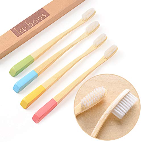 LaBoos Best Nature, neue Zahnbürste mit extraweichen Kompaktborsten, beste biologisch abbaubare Zahnbürste, für Zahnfleisch und empfindliche Zähne (4 PCS) Cover
