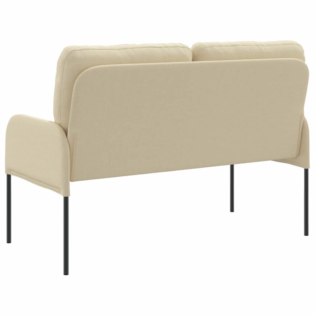 Sofá suave moderno de 110 cm de ancho de asiento color crema con cojín Bullnose, sofá de dos plazas de madera contrachapada y metal para salón, pasillo y dormitorio, diseño moderno