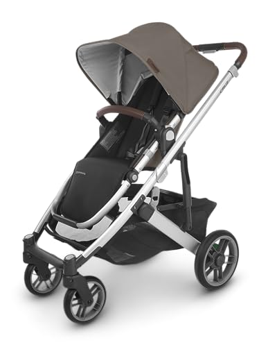 UPPAbaby Cruz V2 Stroller/Full-Featured Stroller with Travel System Capabilities/Toddler Seat, Bumper Bar, Bug Shield, Rain Shield Included/Theo (Dark Taupe/Silver Frame/Chestnut Leather)