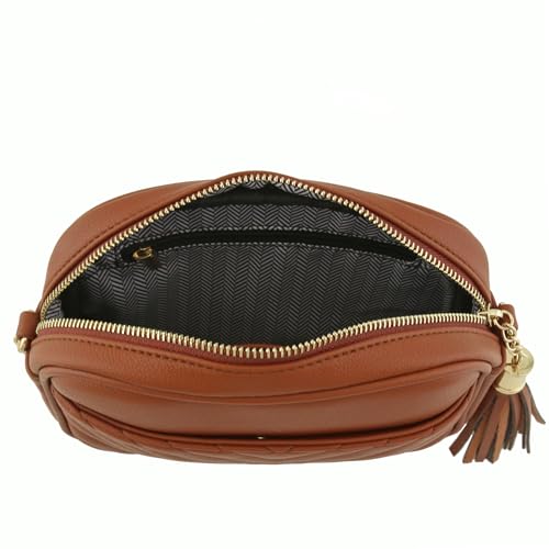 Image of FashionPuzzle Chevron Quilted Crossbody Camera Bag with Chain Strap and Tassel