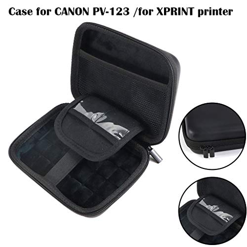 Shan-S Storage Case for Canon PV-123 Printer,Universal Mini Portable EVA Hard Shell Travel Storage Bag Protective Carrying Case Cover Mesh Zipper Pouch Bag for Xiaomi XPRINT Printer Accessories