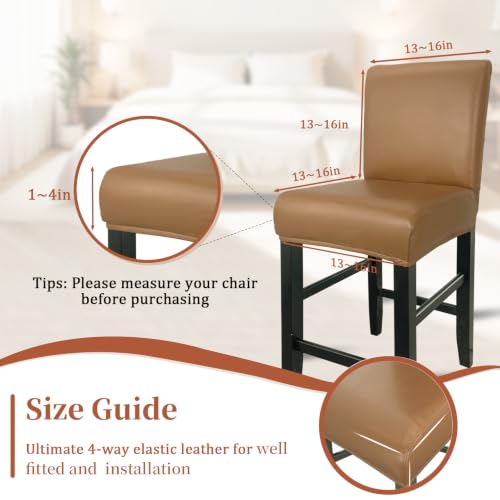 Image of PU Leather Bar Stool Covers with Backs Waterproof Bar Stool Chair Covers