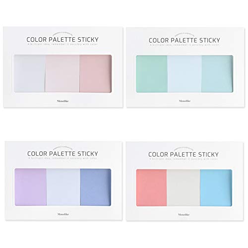 Blocs mémo autocollants Monolike Colour Palette | 4 blocs, 12 couleurs