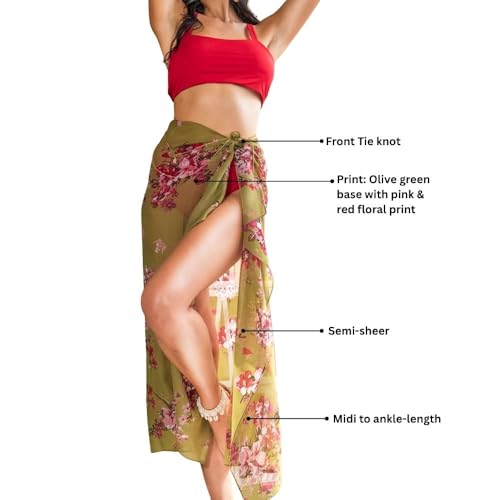 Image of EROTISSCH Women's Poly Georgette One-Piece Swimsuit Cover-Up Sarong, Made of 100% Polyester, Quick-Dry, Lightweight Beachwear for Girls with Adjustable Halter Neck, Suitable for Beach,Resort&Pool