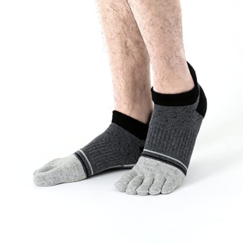 Image of Men Toe Socks No Show Low Cut Athletic Wicking Cotton 5 Finger Split Toe 6 Pack