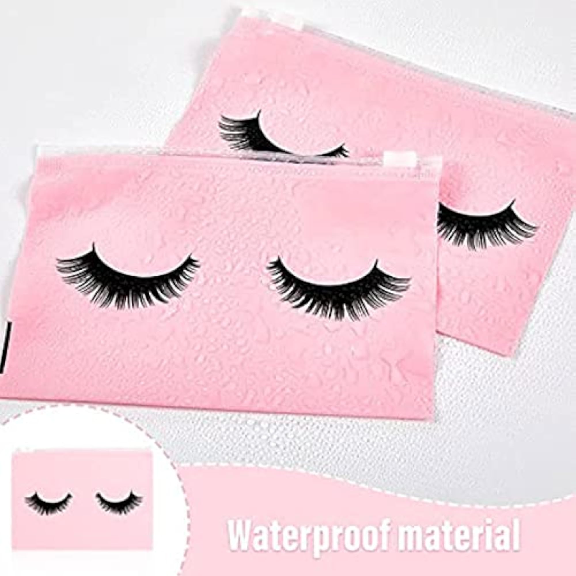 3x50 Count Lash Bags Eyelash Makeup Bags with Zipper