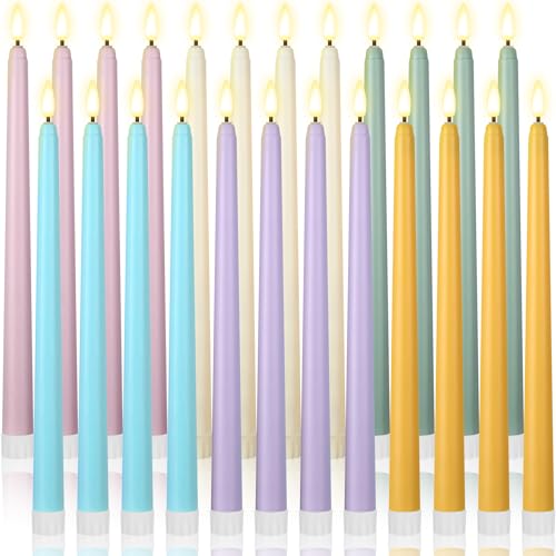 Image of Macarrie 24 Packs Flameless Taper Candles Battery Operated Fake 11 Inch Long Candlelight LED Flameless Candlesticks Flickering Tapered for Summer Fall Wedding(Spring Wedding)