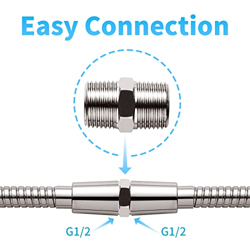 OFFO Duschschlauch verlängerung, Doppelnippel 1/2 Zoll Edelstahl Duschschlauch Verlängerung Schlauch Extra langer Brauseschlauch