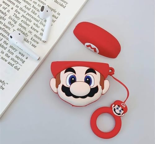Image of Emoh Roced Case for AirPodS 4 (2024) with Keychain (ANC), Cute Cartoon Shockproof Protective Cover Compatible with Apple AirPods 4th Generation 2024 for Women and Boys (MarI0)