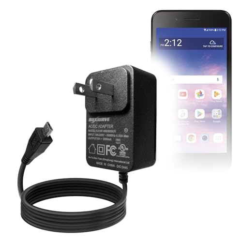 BoxWave Charger Compatible with LG Rebel 4 - Wall Charger Direct (15W), Rapid Charge Your Device with Built-in 3ft Cable