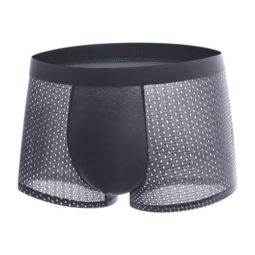 LinRim Calzoncillos bóxer para hombre, calzoncillos retro de algodón, ropa interior de malla transpirable, calzoncillos suaves y cómodos, calzoncillos deportivos, comodidad para todo el día, gris, 5XL