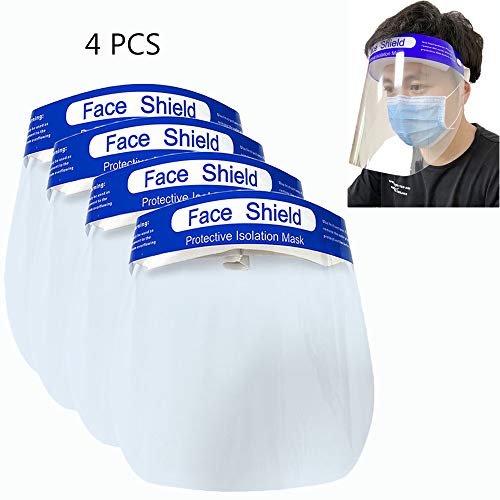 sanrense 4 PCS Safety Face Shield/Protective Isolation Full Mask, Anti-Fog Dust Lens Visor