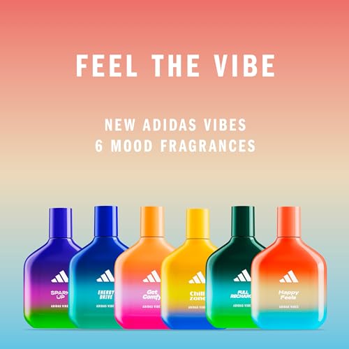 Image of Adidas Vibes Happy Feels Eau de Parfum 1.6 fl oz (Pack of 1), Notes of Floral, Grapefruit, and Vanilla, Unisex Fragrance, Long Lasting, Sporty Fragrance, Travel Size