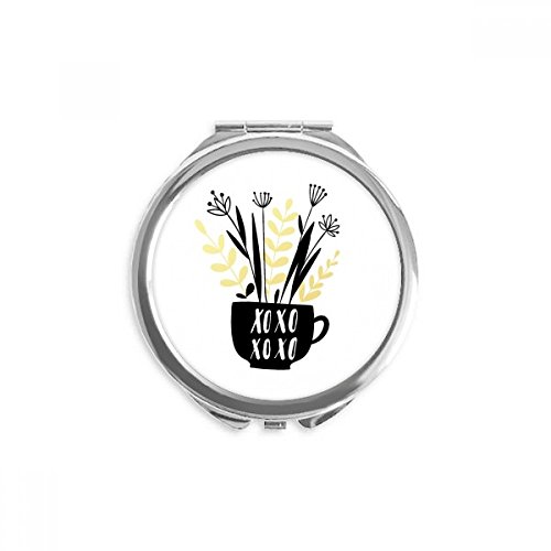 Miroir rond de poche xoxo vase de fleurs maquillage portable multicolore