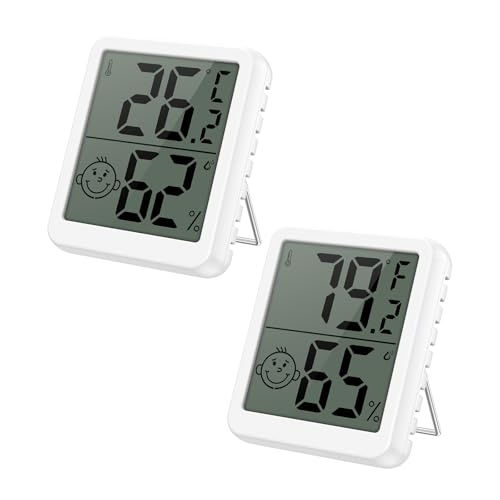 ORIA Digitales Thermometer Hygrometer Innen, 2 Stück LCD Temperatur und Luftfeuchtigkeitsmessgerät mit Komfortanzeige, ℃/℉ Umschalten, für Zuhause, Kinderzimmer, Büro, Schlafzimmer ORIA Digitales Thermometer Hygrometer Innen, 2 Stück LCD Temperatur und Luftfeuchtigkeitsmessgerät mit Komfortanzeige, ℃/℉ Umschalten, für Zuhause, Kinderzimmer, Büro, Schlafzimmer