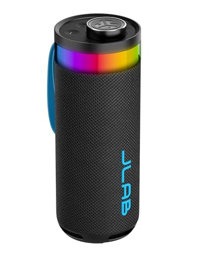 JLab Go Party Tragbarer Bluetooth Lautsprecher mit 16H+ Akkulaufzeit - 10W Drahtloser Outdoor Reise-Lautsprecher mit RGB Licht und Lab Quality Sound, IP56 Wasserfest, Schwarz