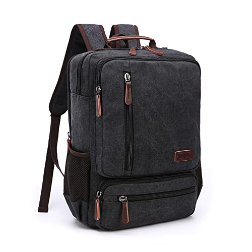 Executive Canvas Backpack for Heavy Duty Notebook Travel, black / black