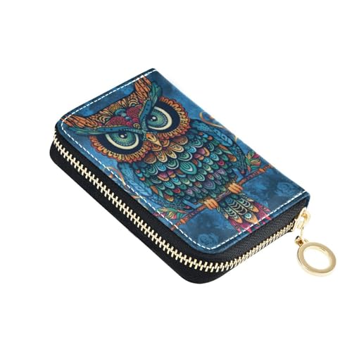 RFID Credit Card Holder Owl Leather With Zipper Card Case Wallet for Women Girls