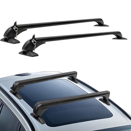 Universal Dachträger,1 Paar Auto Dachträger-Querstangen Aluminium Abschließbar dachgepäckträger mit 2 Schlüssel,75KG Tragfähigkeit Autos Gepäckträger Für 4-Oder 5-Türige Car