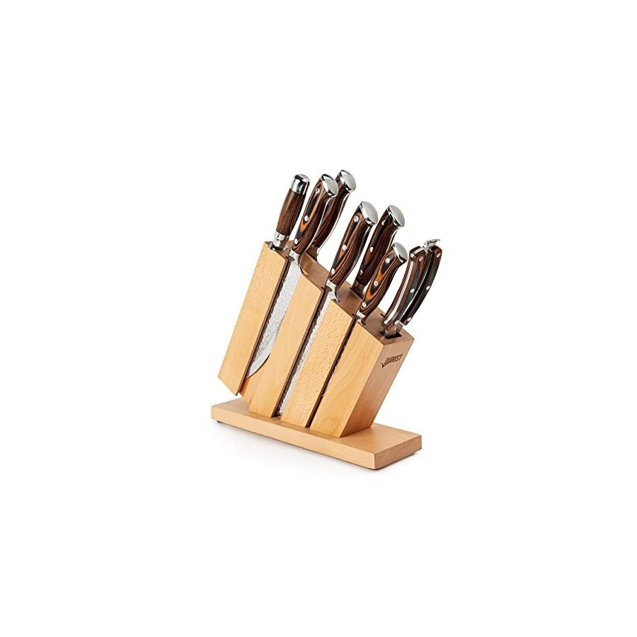 Durust-Kitchen-Knife-Set-with-Beech-Wood-Block-9-Piece-5Cr15Mov-Stainless-Steel-Knives-with-Pakkawood-SS-430-Bolster-Handle Durust Kitchen Knife Set with Beech Wood Block, 9-Piece 5Cr15Mov Stainless Steel Knives with Pakkawood +S/S 430 Bolster Handle,