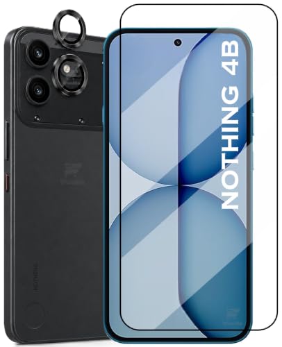 Image of WonRia [1+1 Tempered Glass Nothing 4B 5G with 3D Camera Ring Protector 9H Hardness Screen Guard Protector - (Pack of 2)
