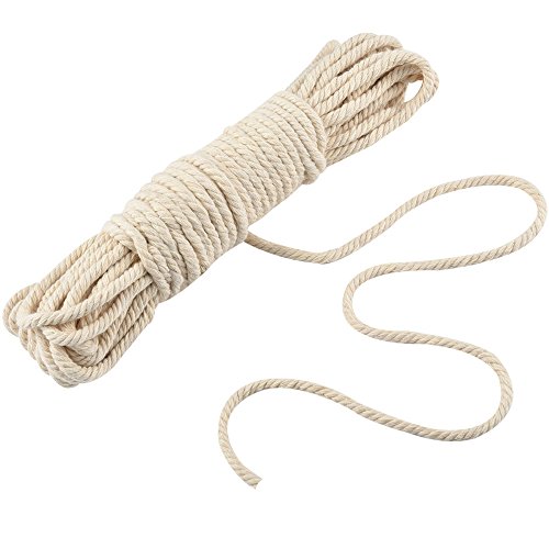 Jalan Corda in Cotone Macrame per Appendere Piante, acchiappasogni, Maglieria Artigianale Fai-da-Te, 20 m x 6mm, Morbida, Non Tinta, Naturale