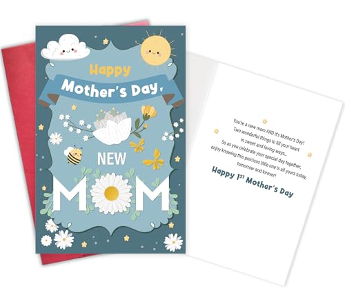 Gevinna Heartfelt Mother's Day Card for New Mom, 1st Mother's Day Greeting Card, Sweet Mother's Day Gift for First-Time Moms