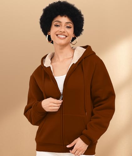 Image of SWISSWELL Hoodies for Women Winter Fleece Sweatshirt - Full Zip Up Thick Sherpa Lined Hooded Jacket