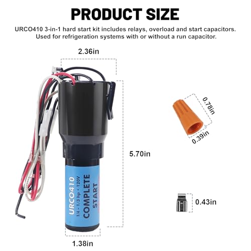 Kit de arranque duro 3 en 1 URCO410 compatible con refrigeradores y congeladores 115VAC para compresor de arranque (3 unidades) miniatura 2