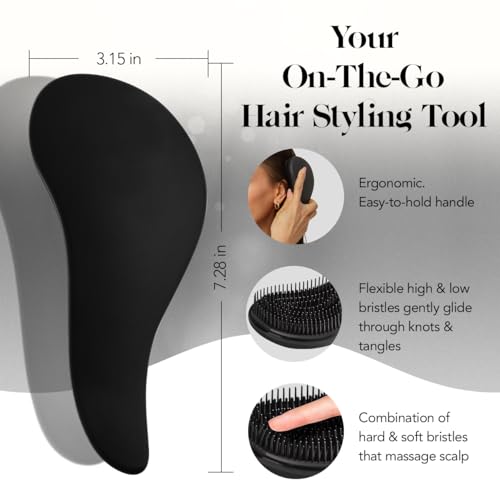 Kitsch-Detangler-Brush-for-Adults-Kids-No-Pain-Hair-Detangler-Brush-with-Flexible-Bristles-for-Wet-Dry-Hair-Easy-to-Hold-Shower-Travel-Hair-Brush-Ideal-for-All-Hair-Types-Black