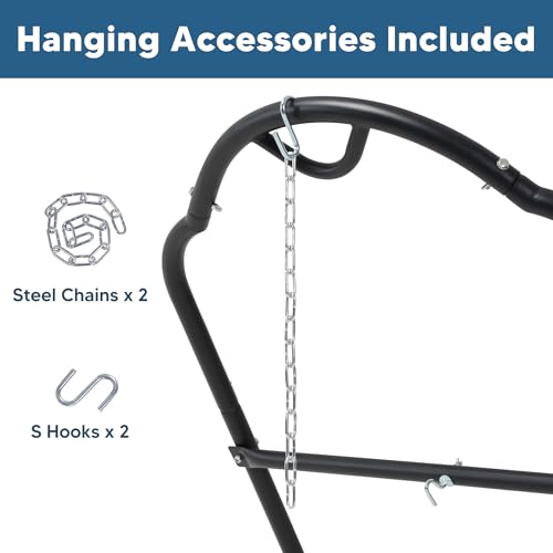 Image of SUNCREAT Universal Steel Hammock Stand Only, Heavy Duty Hammock Stand, Fits 2 Person Hammock 9 to 14 Feet Long, 475-Pound Capacity, Patent Pending, Black