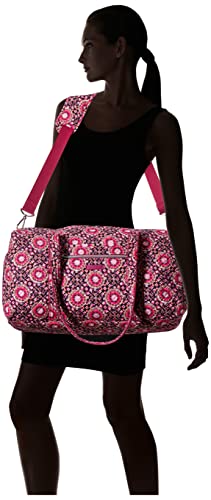 Vera Bradley Women's Cotton Medium Travel Duffel Bag, Raspberry Medallion, One Size